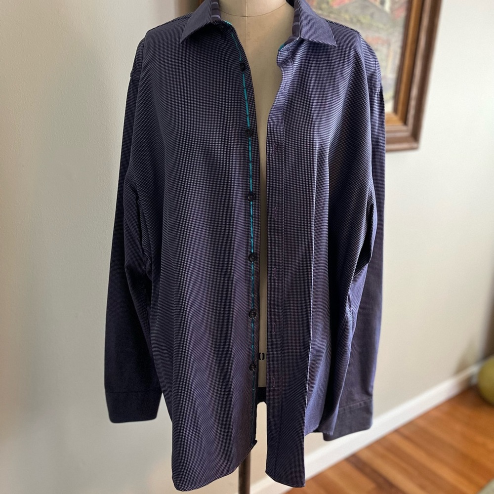 Park West Men’s blue pattern button down - size XXL